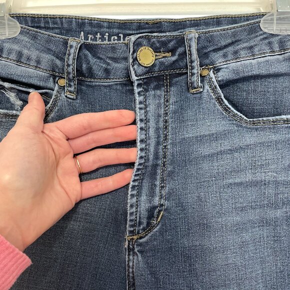 ARTICLES OF SOCIETY Heather High Rise Ripped Crop Skinny Jeans Dark Wash Cropped - Picture 11 of 16